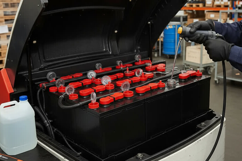 Tractiebatterij bijvullen