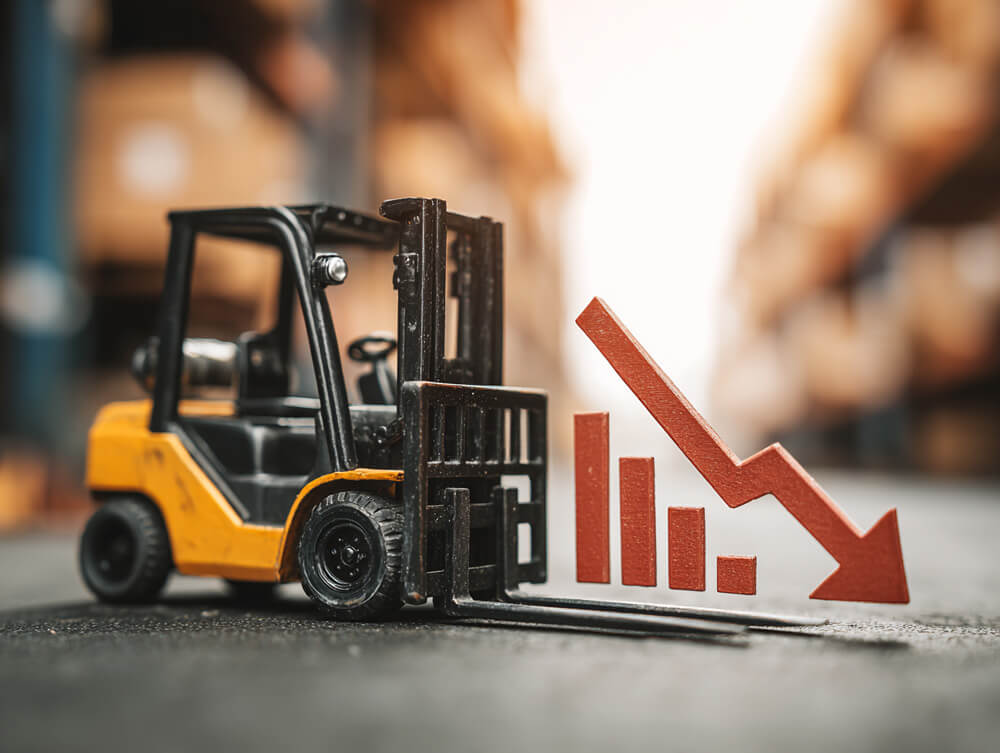 verminderde productiviteit bij een vorkheftruck